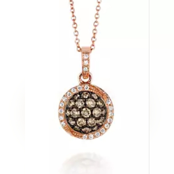 LeVian 14K Rose Gold Chocolate Diamond 0.6 cts 18" Pendant Necklace NEW in Box - Picture 2 of 14